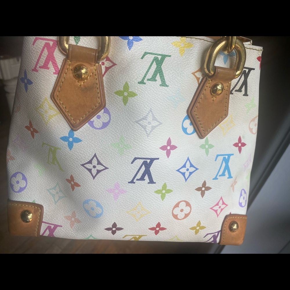 Auth Louis Vuitton Audra tote white monogram handbag
